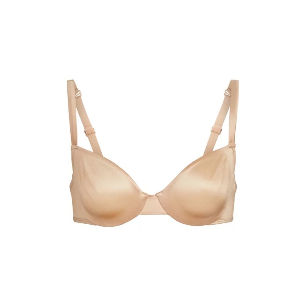 42DD SKIMS- STRETCH SATIN UNLINED UNDERWIRE BRA in HONEY (Nude/tan)Under…